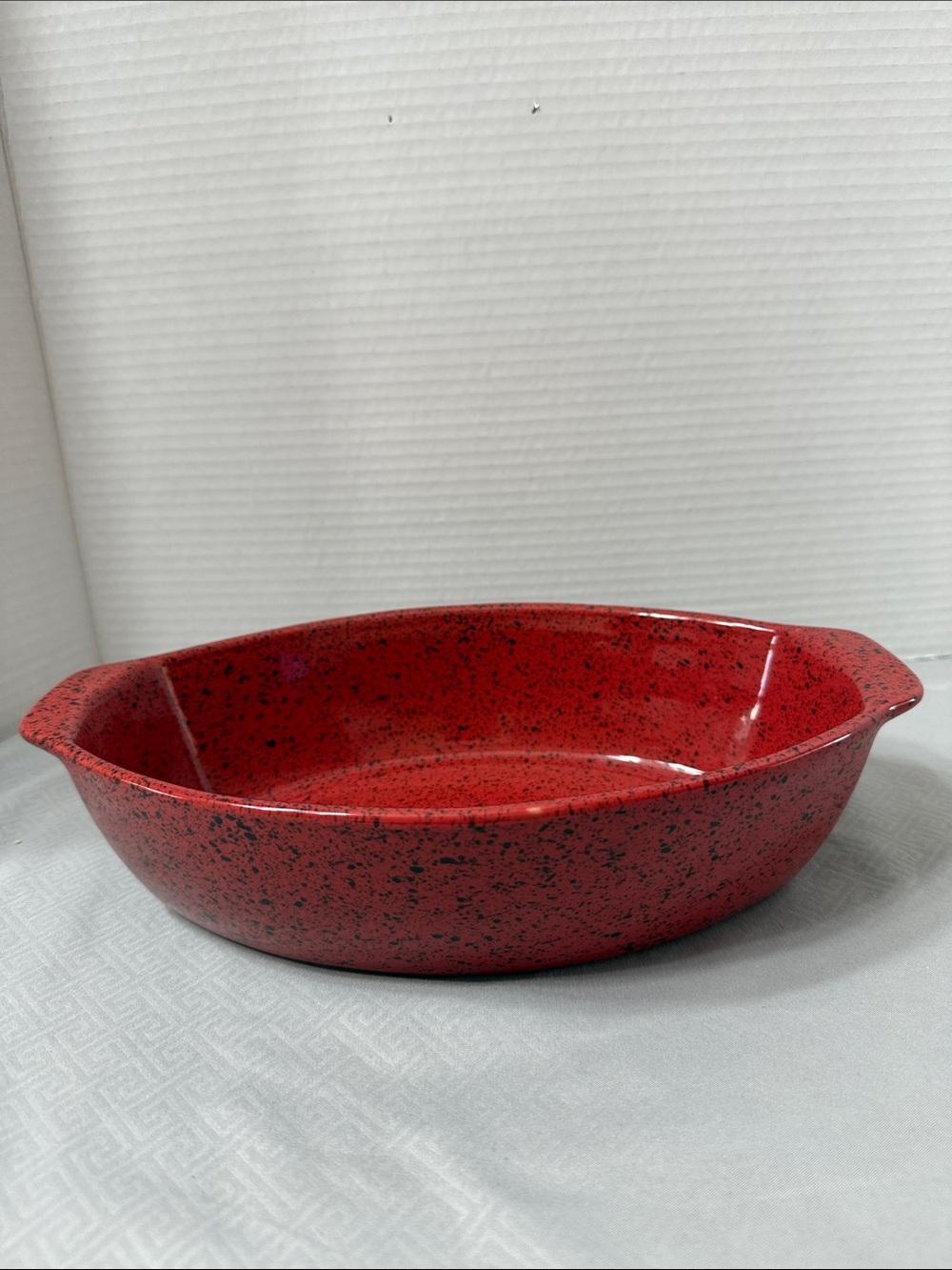 Cerutil Stoneware Red Speckled Ceramic Casserole Baking Dish Handles Portugal